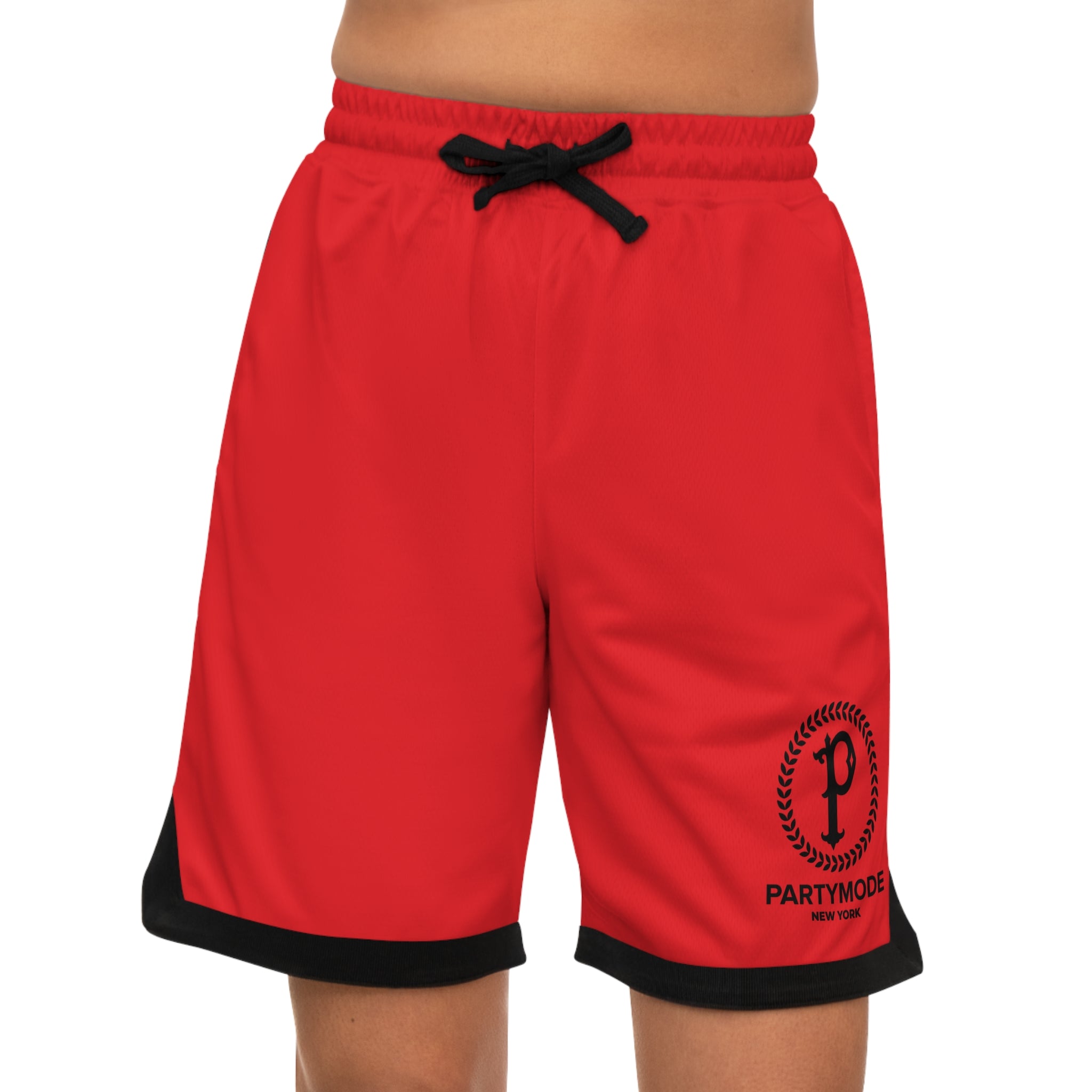 Red Basketball Ribbed Shorts