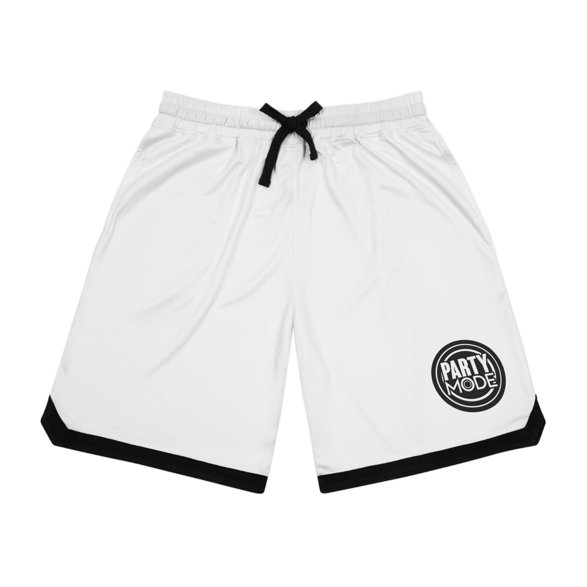 White Basketball Ribbed Shorts (Partymode Logo)