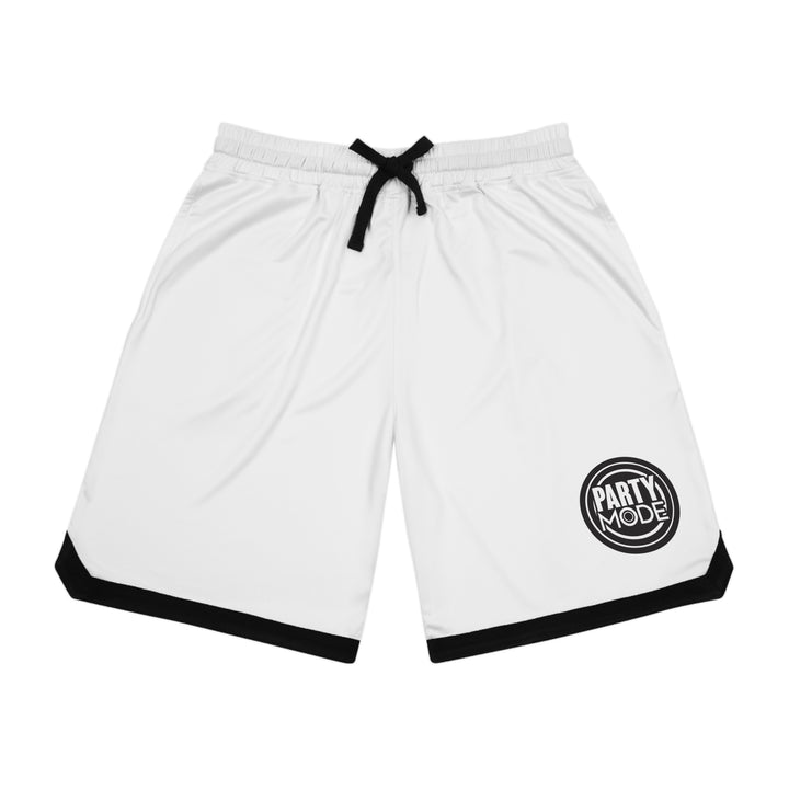 White Basketball Ribbed Shorts (Partymode Logo)