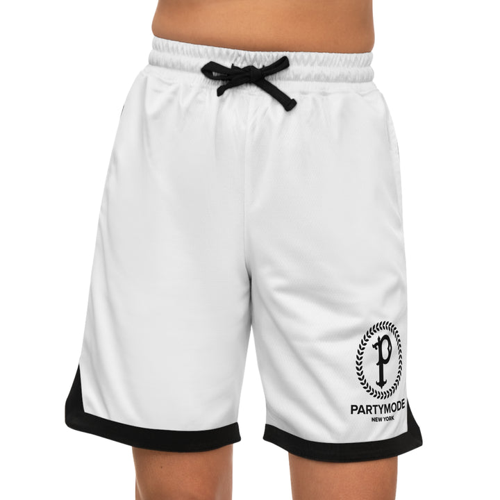 White Basketball Ribbed Shorts