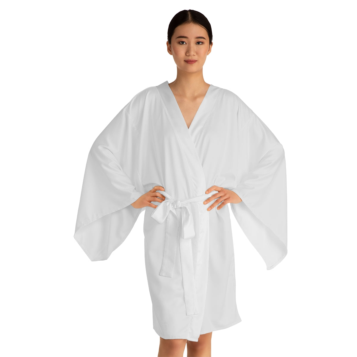 White PartyMode Long Sleeve Kimono Robe