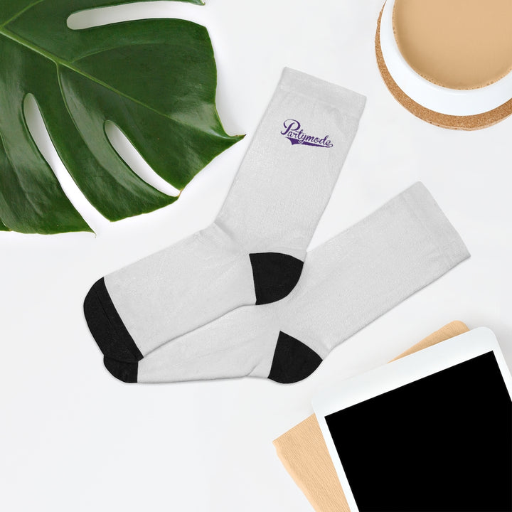 White w/ Purple PartyMode Socks