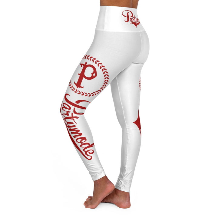 White w/ Red High Waisted Leggings