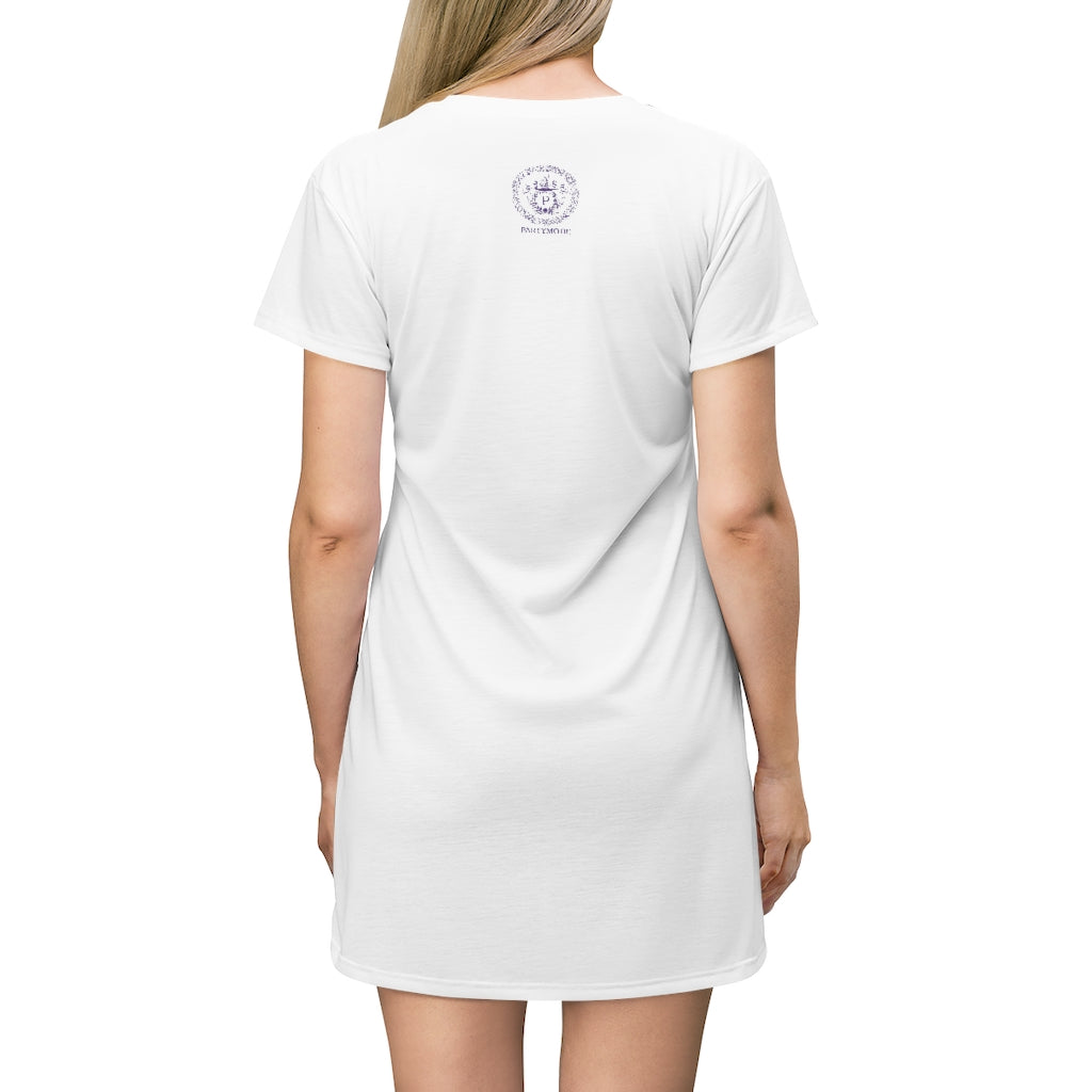 White w/ Purple PartyMode T-Shirt Dress