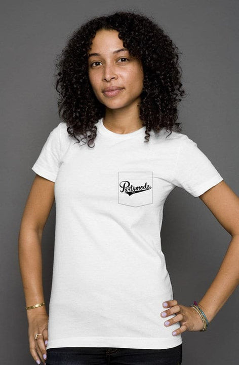 White PartyMode Pocket T-Shirt