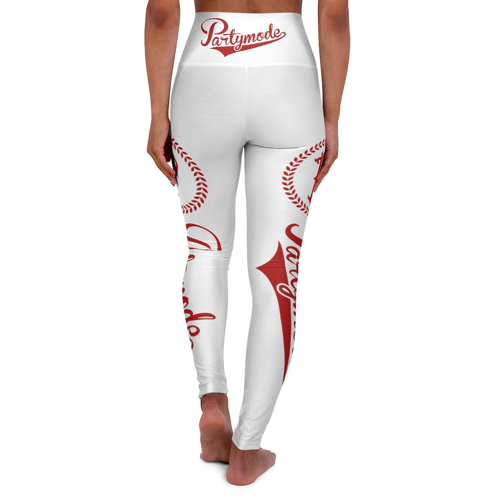 White w/ Red High Waisted Leggings