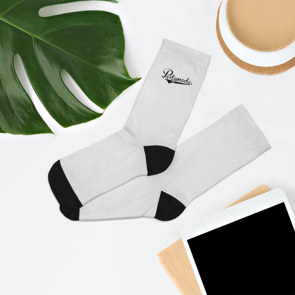 White w/ Black PartyMode Socks