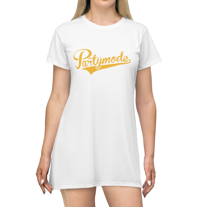 White w/ Gold PartyMode T-Shirt Dress