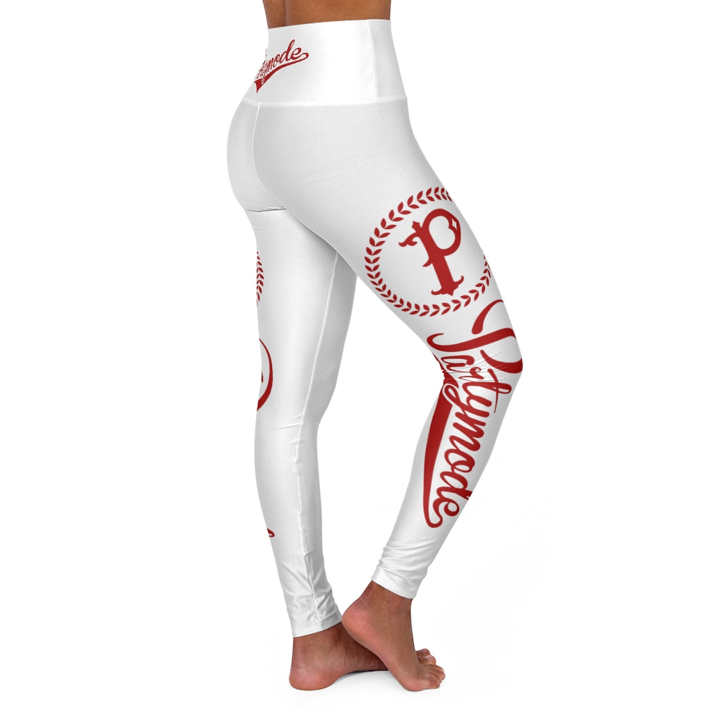 White w/ Red High Waisted Leggings