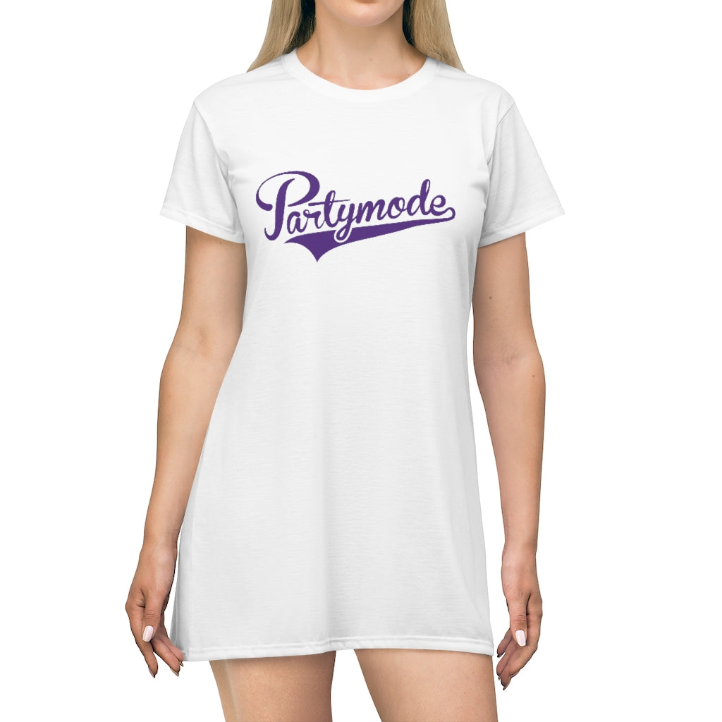 White w/ Purple PartyMode T-Shirt Dress