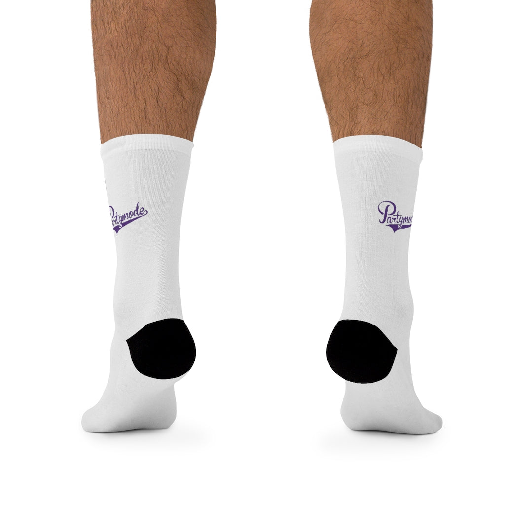 White w/ Purple PartyMode Socks