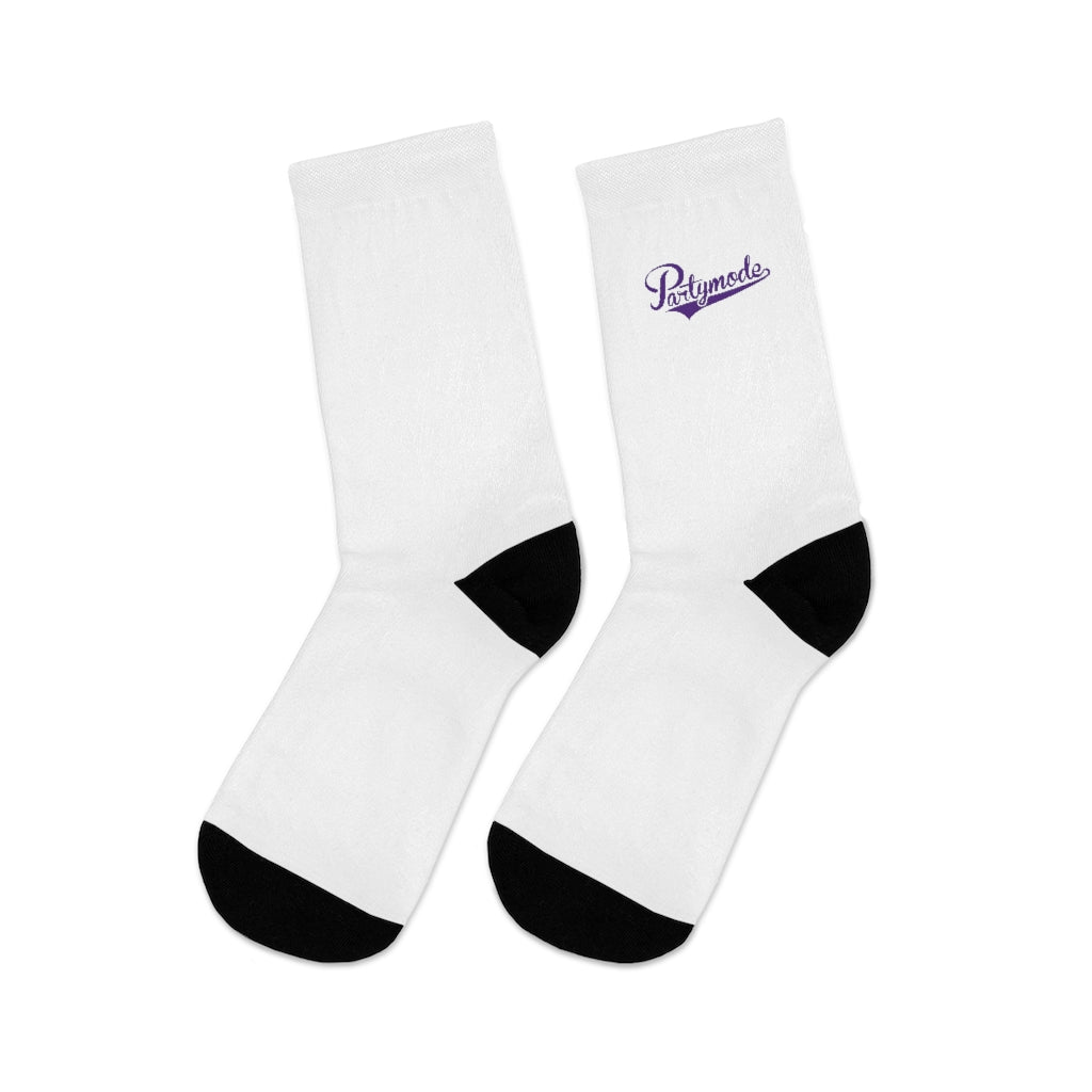 White w/ Purple PartyMode Socks