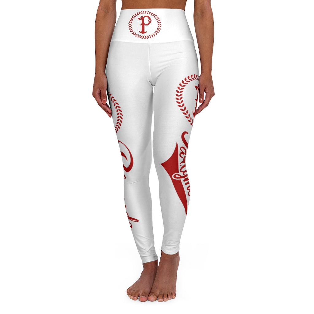 White w/ Red High Waisted Leggings